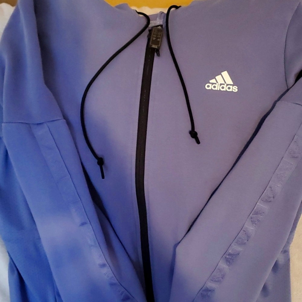 Adidas purple zip up hoodie with thumb holes